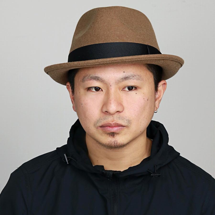 フェルトハット メンズ ハット レディース フェルト ベージュ 中折