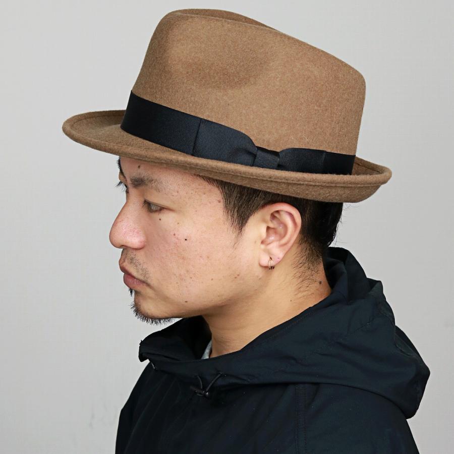 フェルトハット メンズ ハット レディース フェルト ベージュ 中折