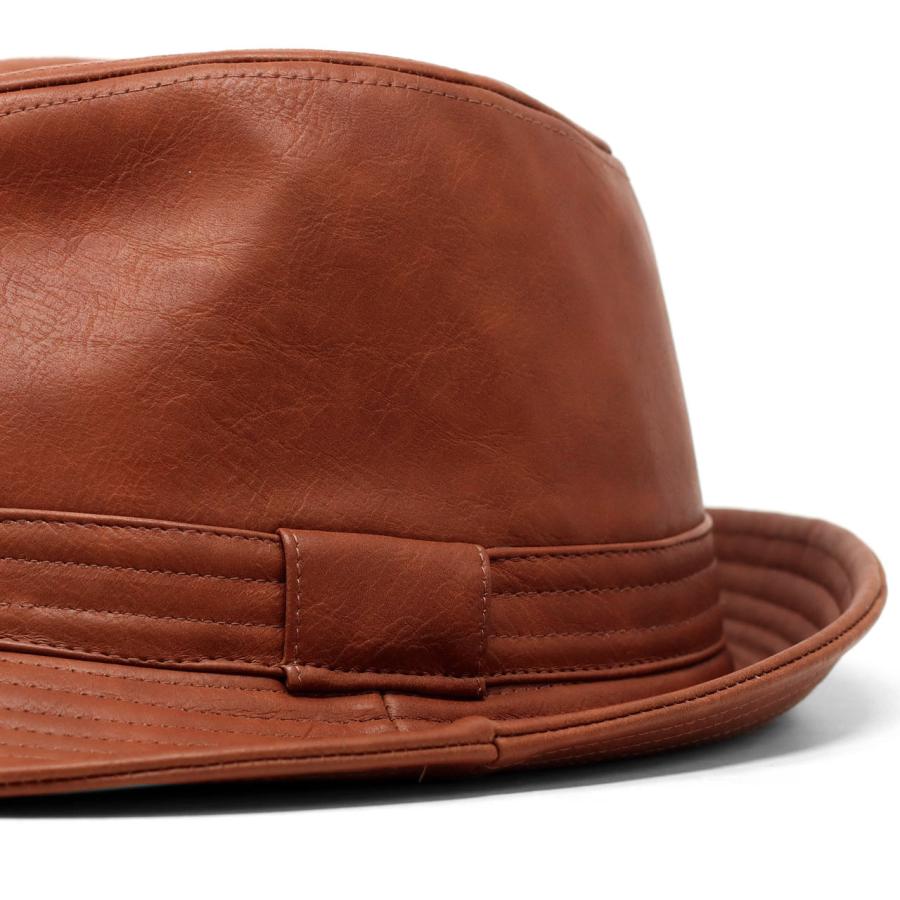 レザー ハット フェイクレザー 中折れハット エコレザー 中折れ帽子 革