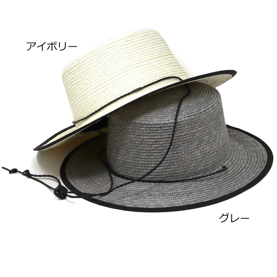 ストローハット メンズ 天然 あご紐付き帽子 ハット カンカン帽
