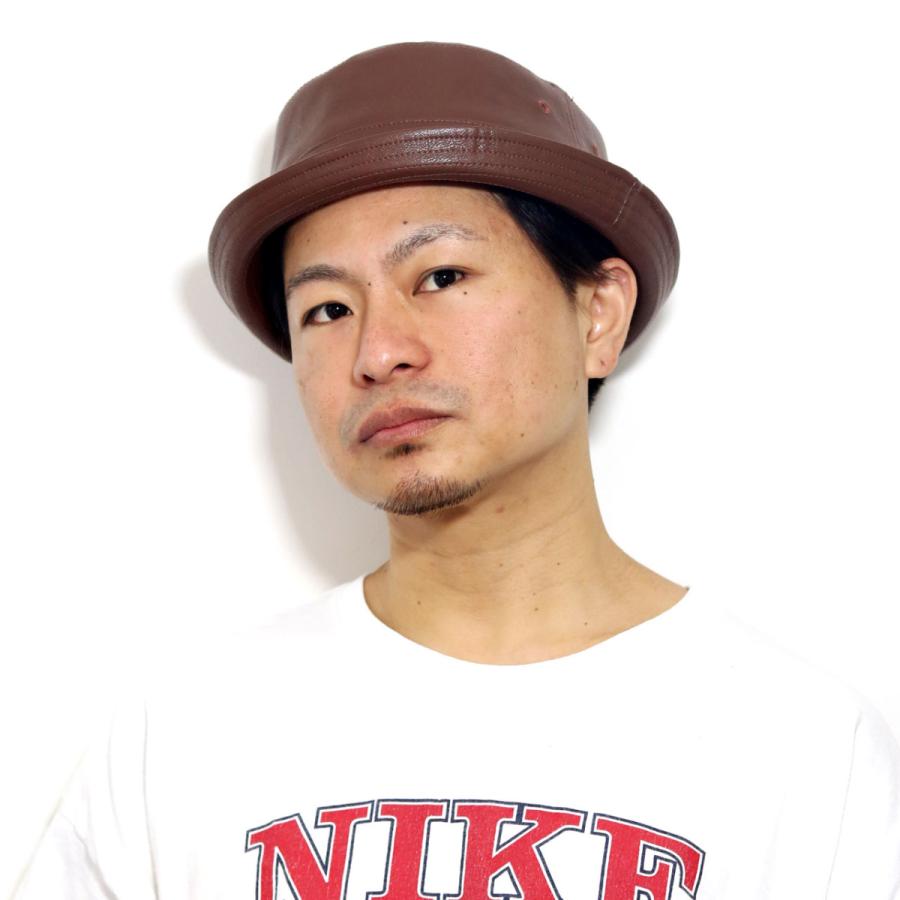 エコレザー サステナブル ハット メンズ ポークパイ ヴィーガンレザー