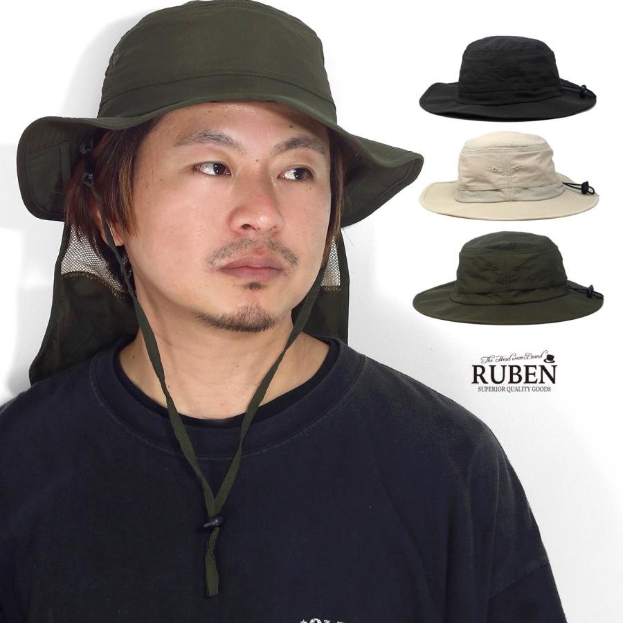 Ruben ナイロン 裏地メッシュ サファリハット メンズ 帽子