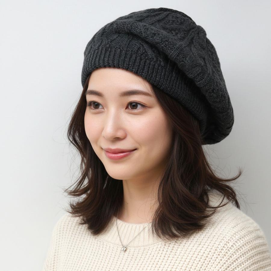 ニットベレー レディース ベレー帽 メンズ ケーブル編み 立体 秋冬