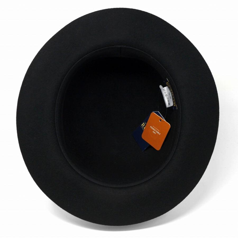 ボーラーハット メンズ 帽子 クラッシャブルハット ルーベン 折りたたみ RUBEN 秋冬帽子 オープンクラウン 黒 ブラック