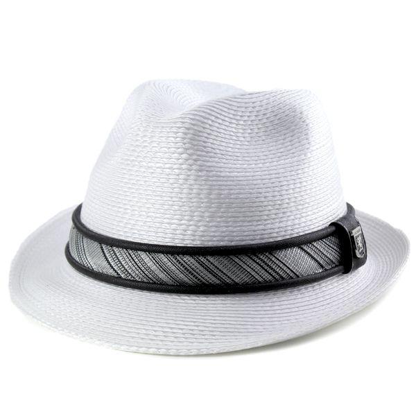 メンズファッションアイテム 帽子 ハット 中折れ帽 ストロー ポリブレード 光沢 ハリ きれいめコーデ ステイシーアダムス 白 ホワイト Fakfakkab Go Id