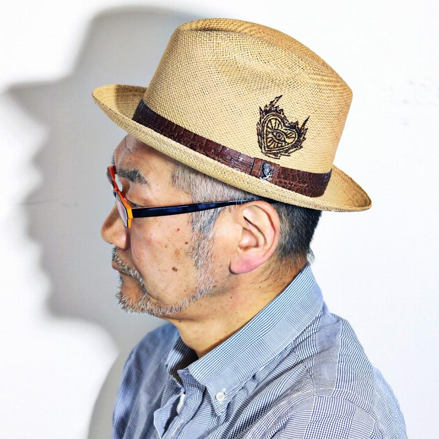 パナマハット カルロス・サンタナ 帽子 メンズ 中折れハット 焼印 春夏