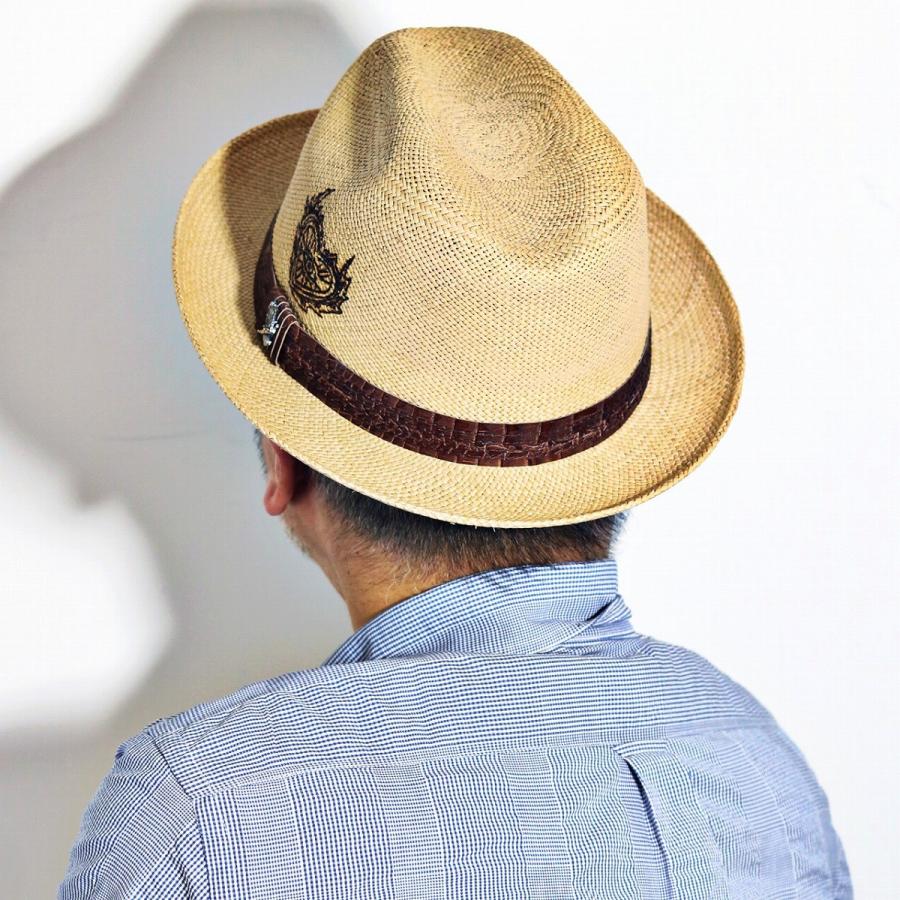 パナマハット カルロス・サンタナ 帽子 メンズ 中折れハット 焼印 春夏
