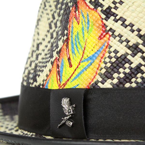 パナマハット メンズ 春夏 帽子 カルロスサンタナ ハット チェック柄