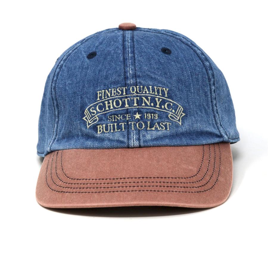 Schott N.Y.C（ショット） キャップ メンズ 岡山デニム レザー 牛革