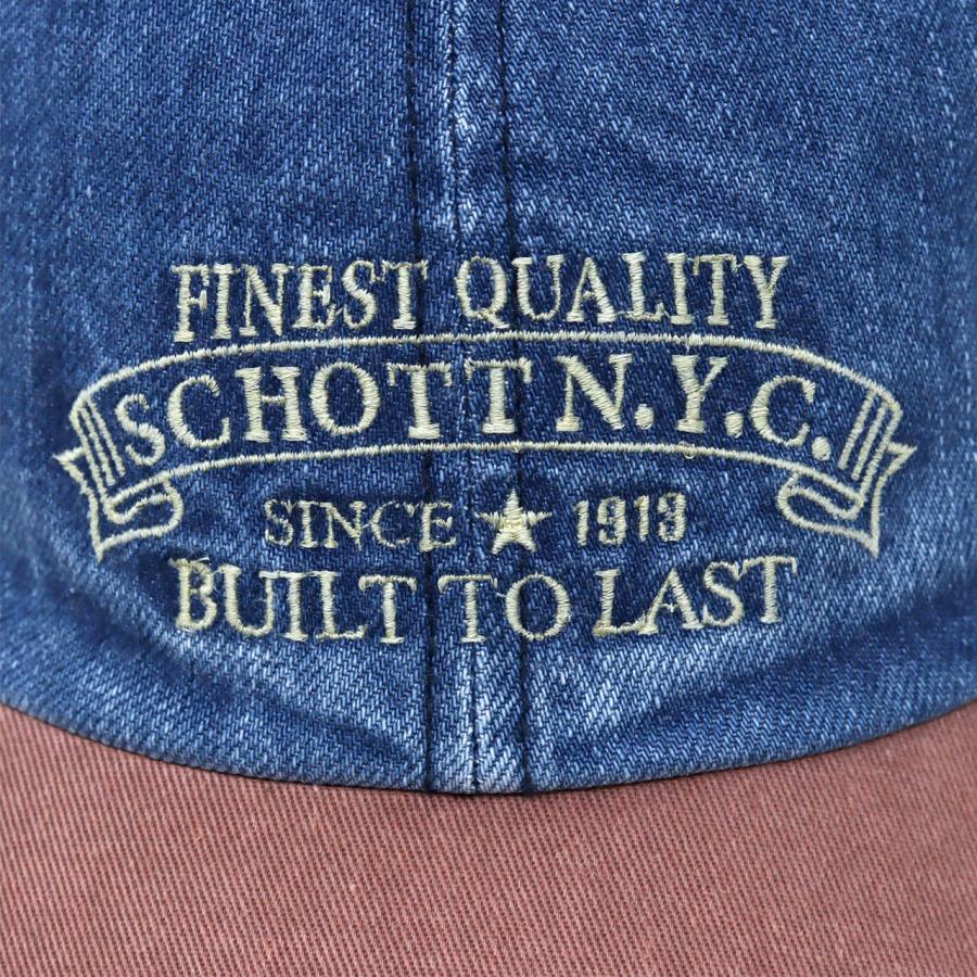 Schott N.Y.C（ショット） キャップ メンズ 岡山デニム レザー 牛革