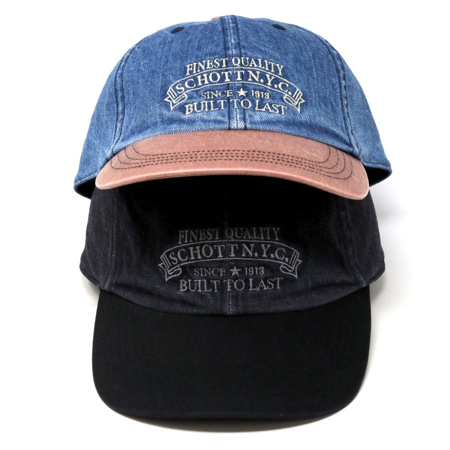 Schott N.Y.C（ショット） キャップ メンズ 岡山デニム レザー 牛革