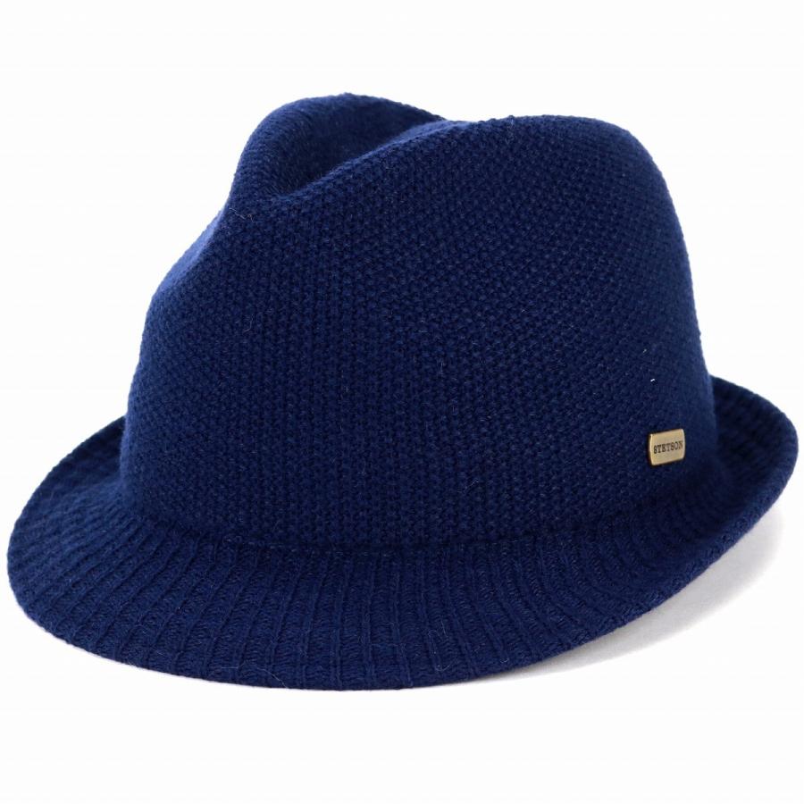 STETSON フェドラハット 紺色　 57 中折れ帽 ステットソン STETSON（ステットソン） シンプル 中折れ 帽子 メンズ レディース 中