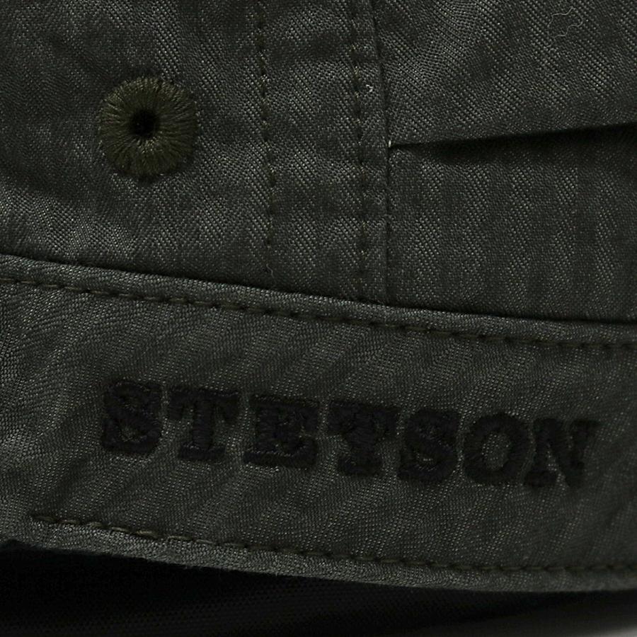 ヘリンボン ワークキャップ STETSON 春 夏 帽子 レザーベルト リュードバック加工 大きいサイズ メンズ レディース 日本製 ステットソン 緑 オリーブ 父の日｜elehelm-hatstore｜05