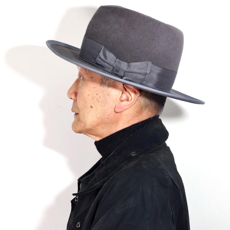 ステットソン フェルトハット ラビット STETSON 中折れハット CUSTOM V OPENCROWN 復刻 ハット ボーラーハット メンズ 帽子 送料無料 グレー｜elehelm-hatstore｜17