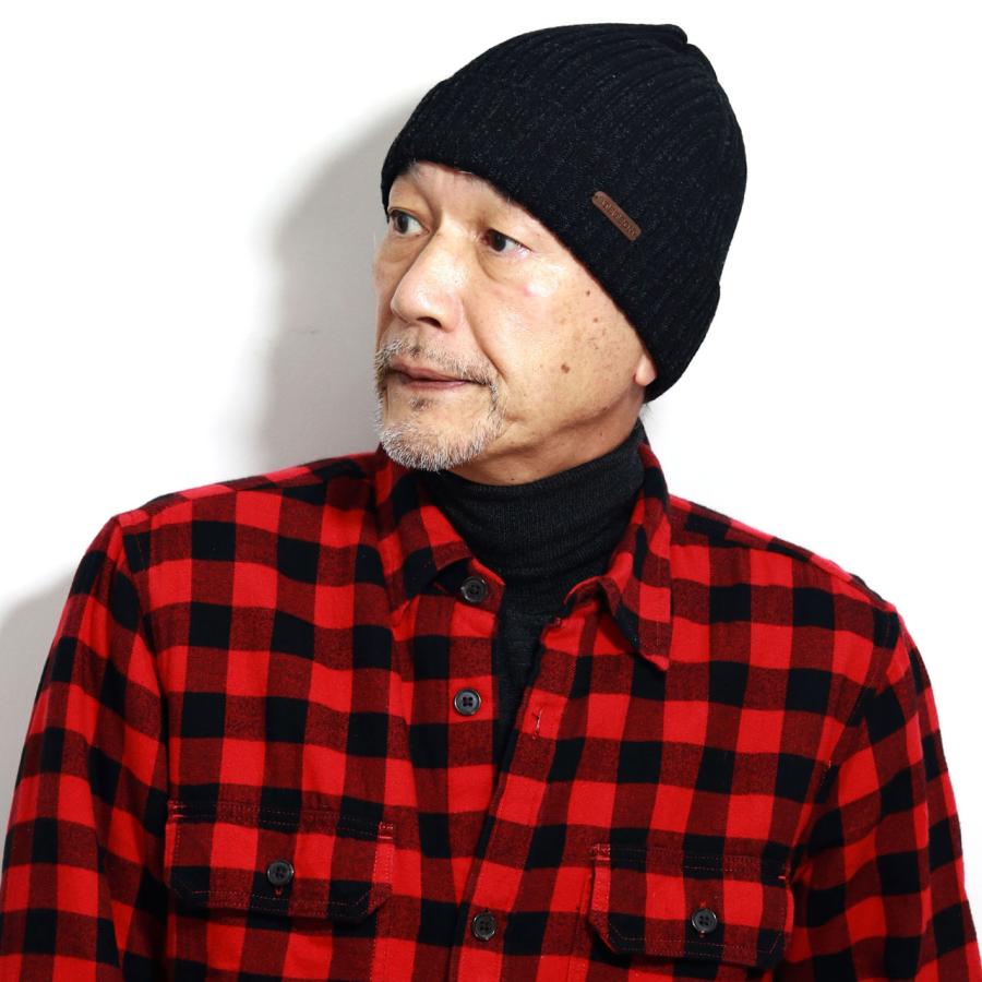 明るい赤とチェック柄 ニット帽 8Y-12Y