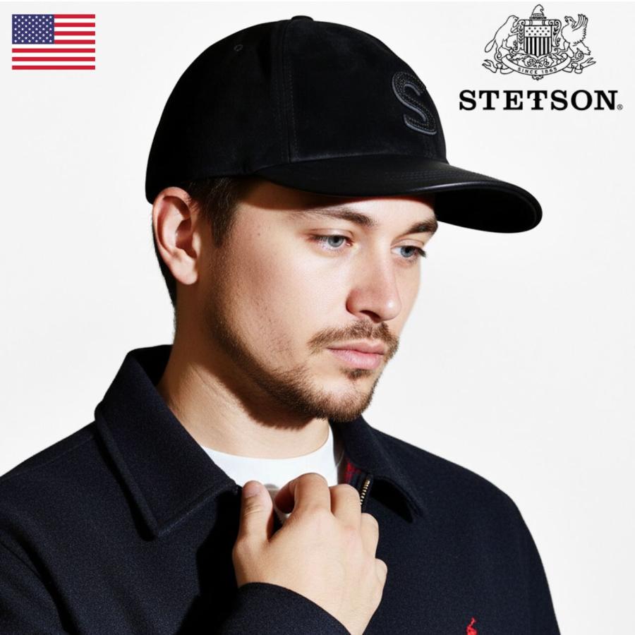 Stetson 黒 STETSON（ステットソン） レザーキャップ メンズ 豚革 キャップ 牛革