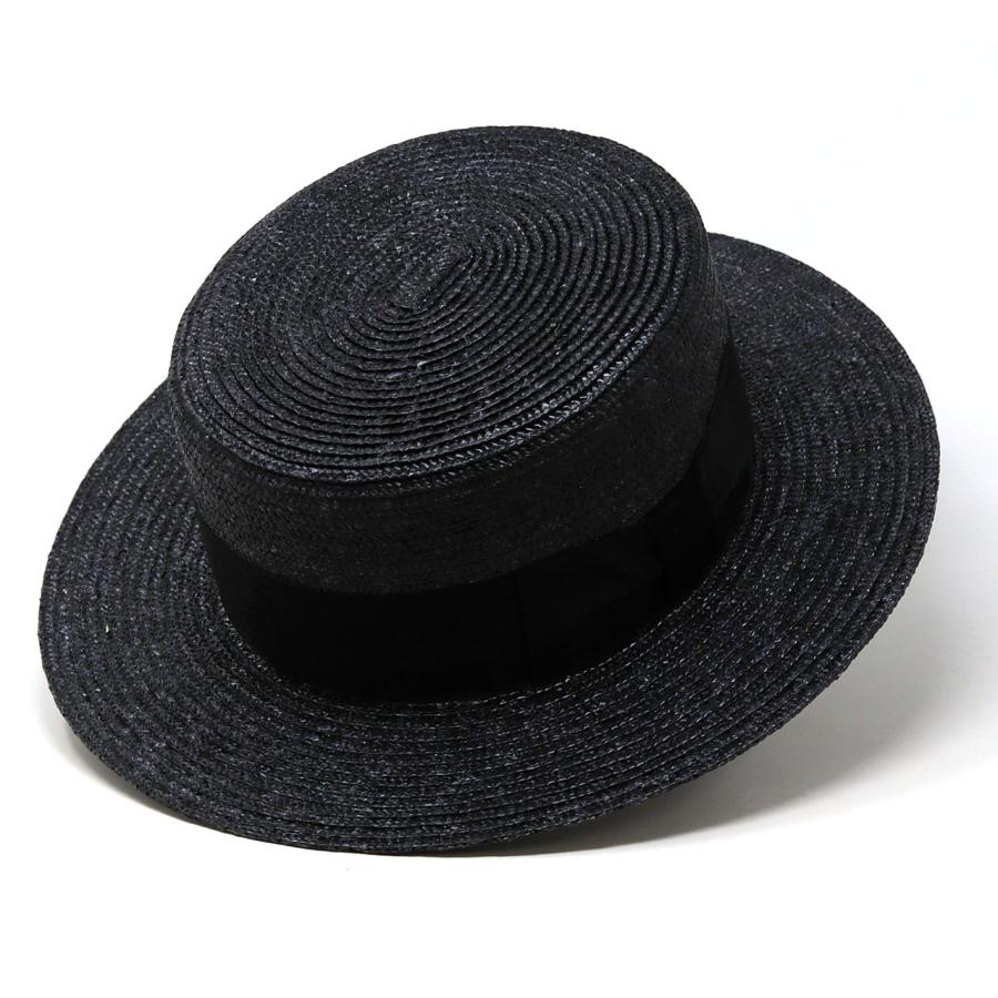 コムデギャルソン　リボン付き黒麦わら帽子 STETSON（ステットソン） カンカン帽 メンズ 麦 カンカン リボン