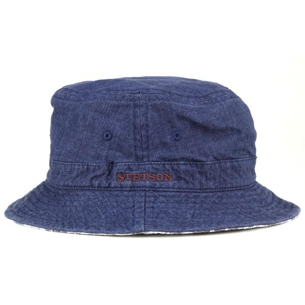 サファリハット リバーシブル 麻 ハット バケットハット トレンド ステットソン stetson アウトドア 日よけ ネイビー STETSON（ステットソン） サファリハット リバーシブル 麻 ハット