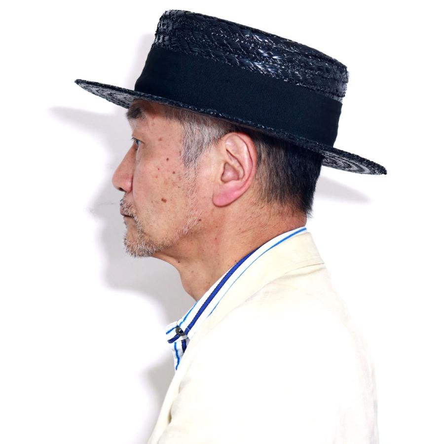 ブランド ハット カンカン帽 STETSON ボーターハット 麦 硬い ハナ麦 イタリア製 紺 ネイビー 父の日｜elehelm-hatstore｜09