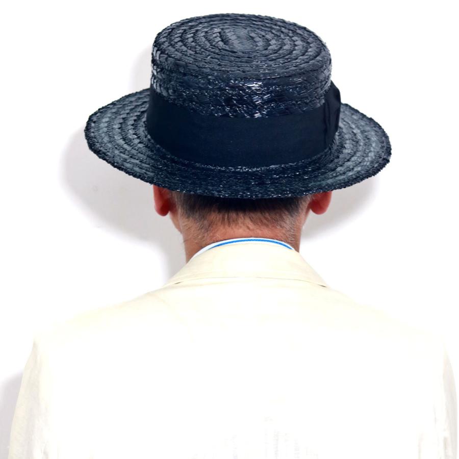 ブランド ハット カンカン帽 STETSON ボーターハット 麦 硬い ハナ麦 イタリア製 紺 ネイビー 父の日｜elehelm-hatstore｜10