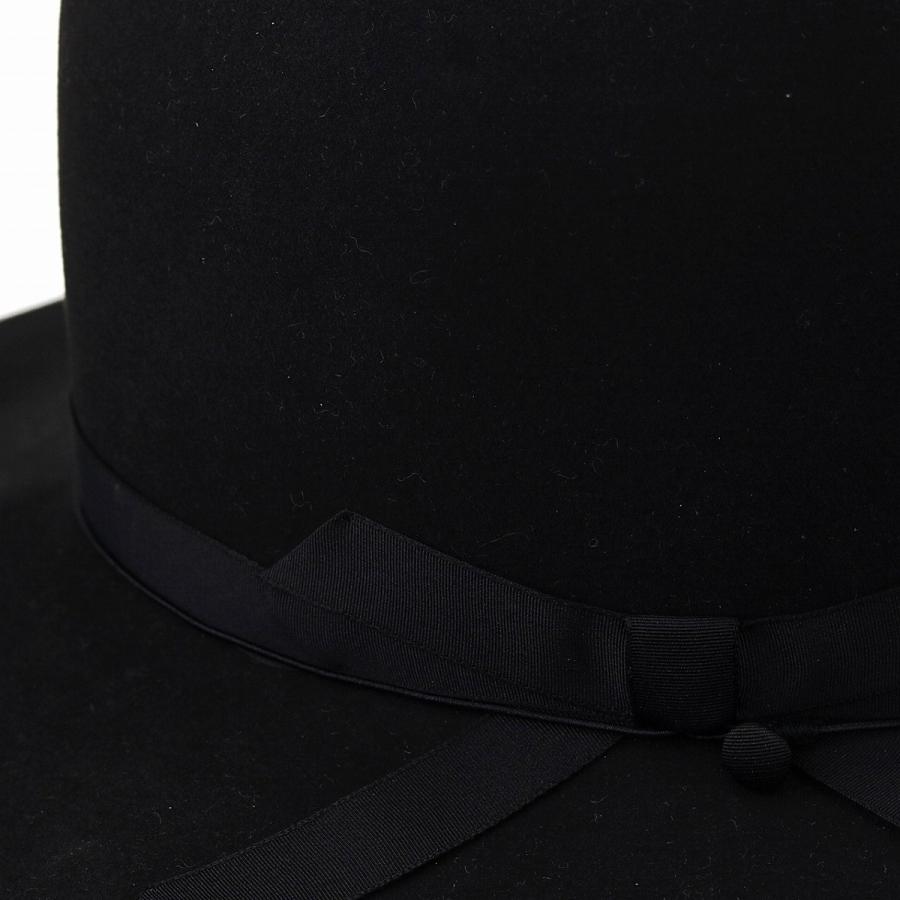 帽子 メンズ ステットソン オープンクラウン ハット ビーバーフェルト 高級 STETSON 中折れ ボーラー 秋冬 帽子 フォーマル 日本製 黒 チャコールグレーの画像