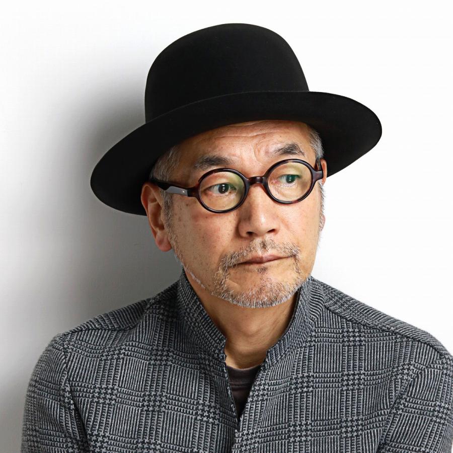 帽子 メンズ ステットソン オープンクラウン ハット ビーバーフェルト 高級 STETSON 中折れ ボーラー 秋冬 帽子 フォーマル 日本製 黒 チャコールグレーの画像