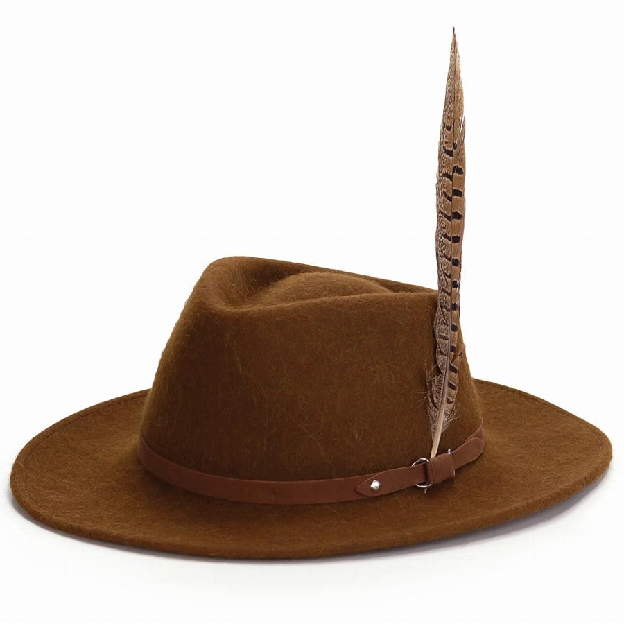 ステットソン STETSON ブラウン ウールフェルトハット 羽根付き