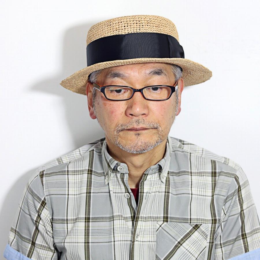 カンカン帽 ラフィア 編み メンズ 帽子 夏 春 麦わら帽子 お洒落