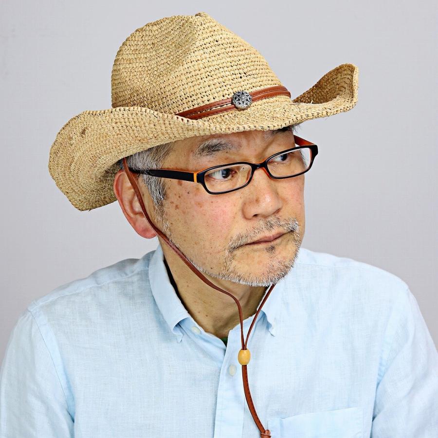 ストローハット つば広 メンズ レディース 麦わら帽子 中折れ