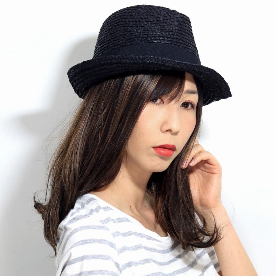 ハット 麦わら帽子 中折れハット ラフィア メンズ 春夏 ストローハット