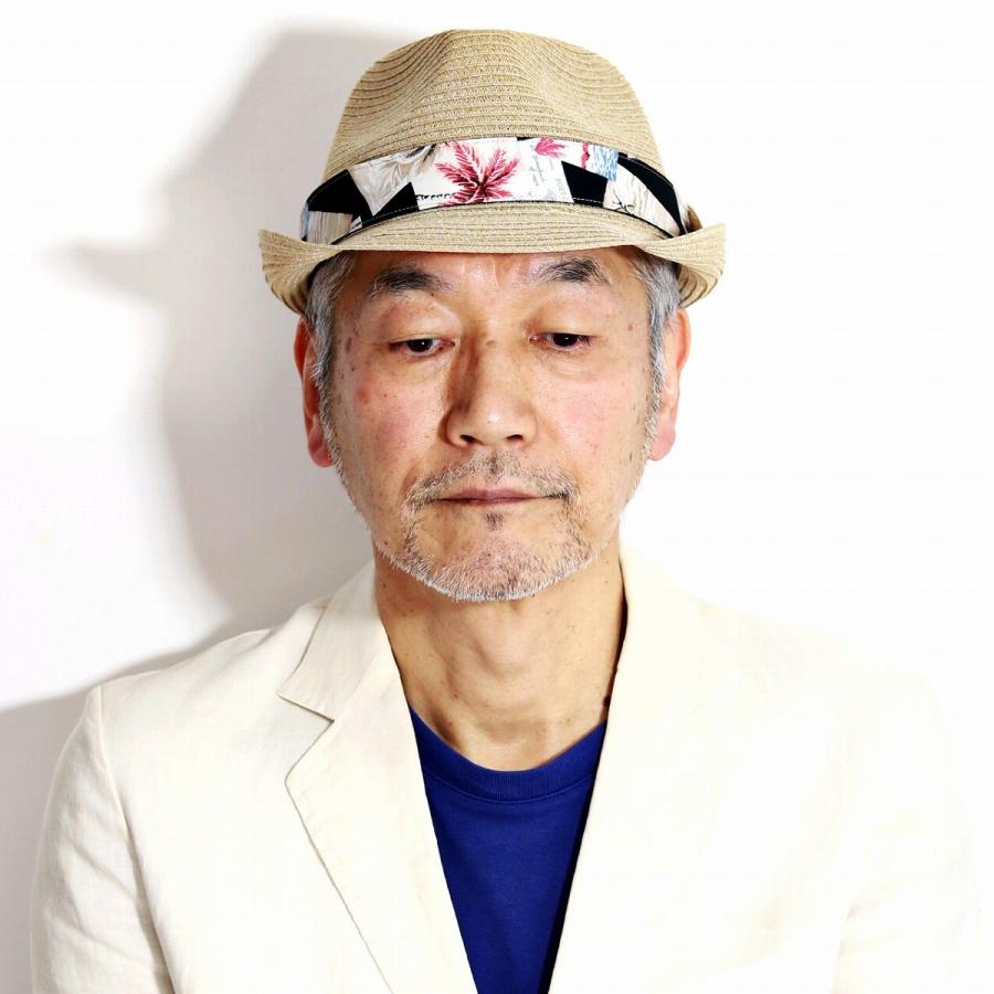 中折れ 春 夏 帽子 リバーシブルリボン ハット 麦わら帽 ストロー