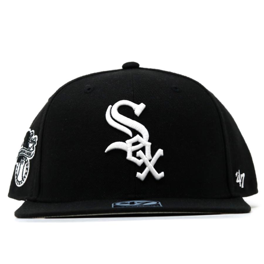 47 キャップ 47brand  フォーティーセブン フラットバイザー ブランド キャップ White Sox Sure Shot '47 CAPTAIN Black ブラック/ブルー｜elehelm-hatstore｜03