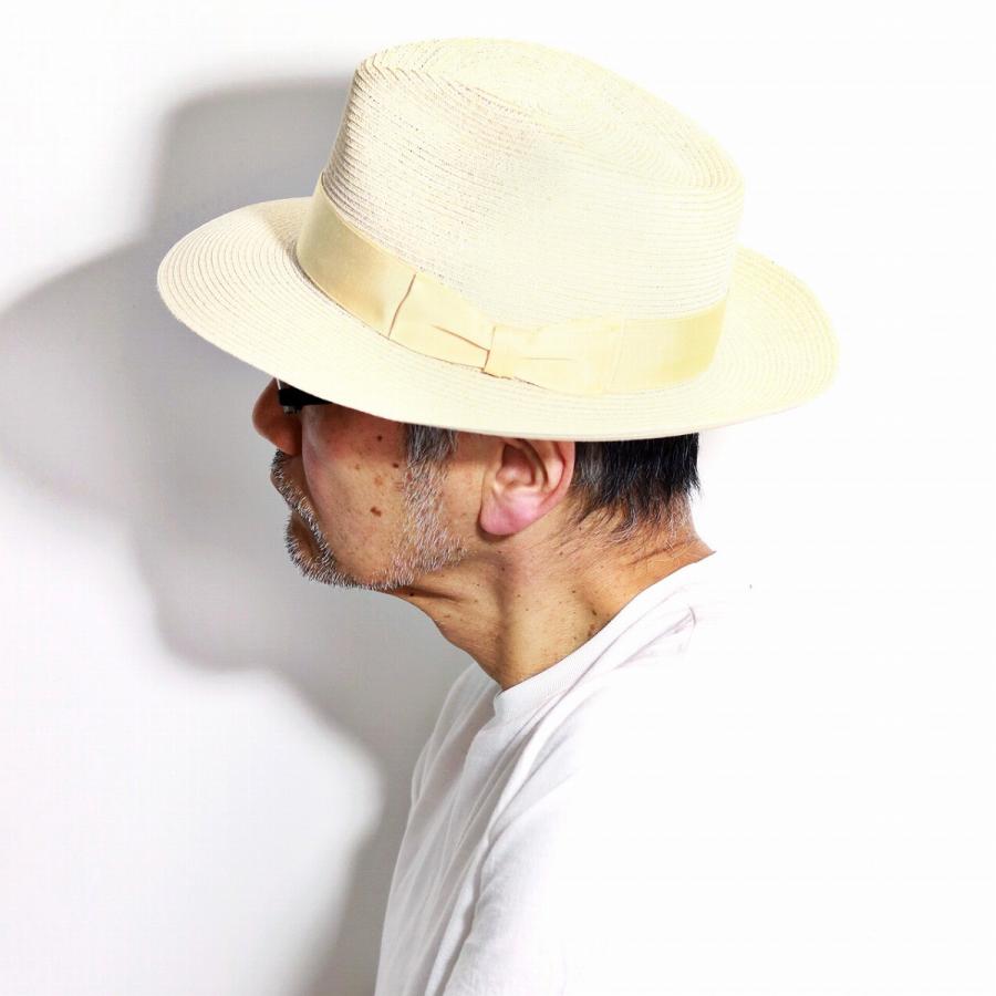 春 夏 STETSON 麦わら帽子 ストローハット ワイドブリム リボン アメリカ製 ステットソン ハット 帽子 中折れハット メンズ