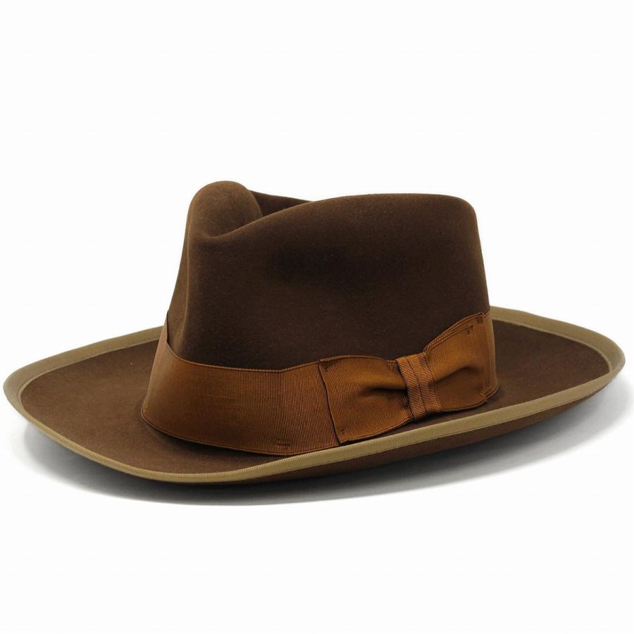 STETSON STETSONIAN オープンクラウンハット クラウンをアレンジ可能 ハット フェルトハット ステットソン ヴィンテージ復刻 ビーバー ラビット 茶 ブラウン｜elehelm-hatstore