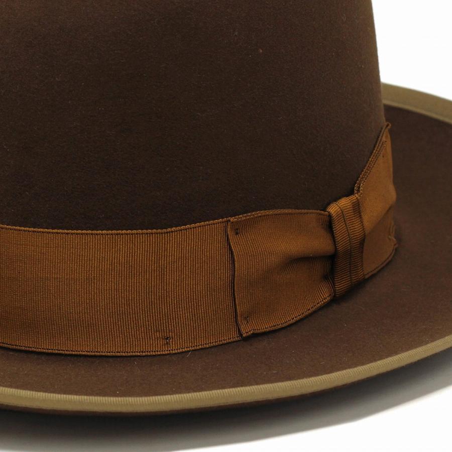 STETSON STETSONIAN オープンクラウンハット クラウンをアレンジ可能 ハット フェルトハット ステットソン ヴィンテージ復刻 ビーバー ラビット 茶 ブラウン｜elehelm-hatstore｜05