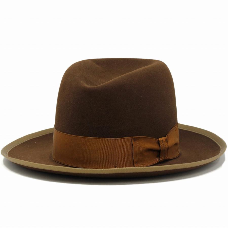 STETSON STETSONIAN オープンクラウンハット クラウンをアレンジ可能 ハット フェルトハット ステットソン ヴィンテージ復刻 ビーバー ラビット 茶 ブラウン｜elehelm-hatstore｜09