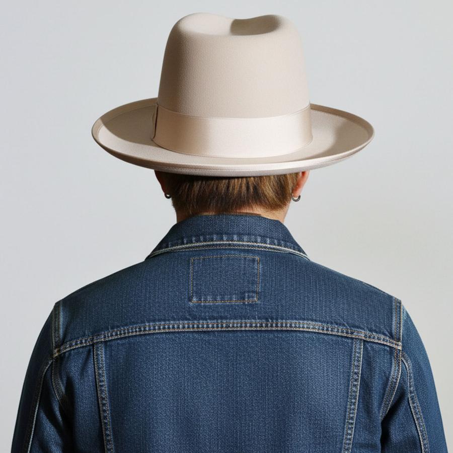 STETSON ラビットファー フェルトハット メンズ ステットソン オープンクラウン 日本限定 復刻モデル 高級 ライトベージュ アメリカ製 プレミアム 中折れ帽の画像