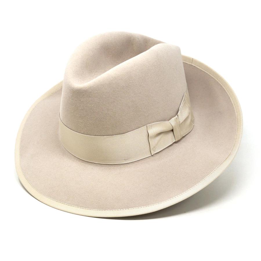 STETSON ラビットファー フェルトハット メンズ ステットソン オープンクラウン 日本限定 復刻モデル 高級 ライトベージュ アメリカ製 プレミアム 中折れ帽の画像
