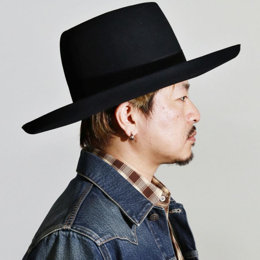 ステットソン BOSS STETSON フェルトハット メンズ 160周年 限定モデル ラビットファーフェルト オープンクラウン 復刻 高級 ブラック アメリカ製 レディースの画像