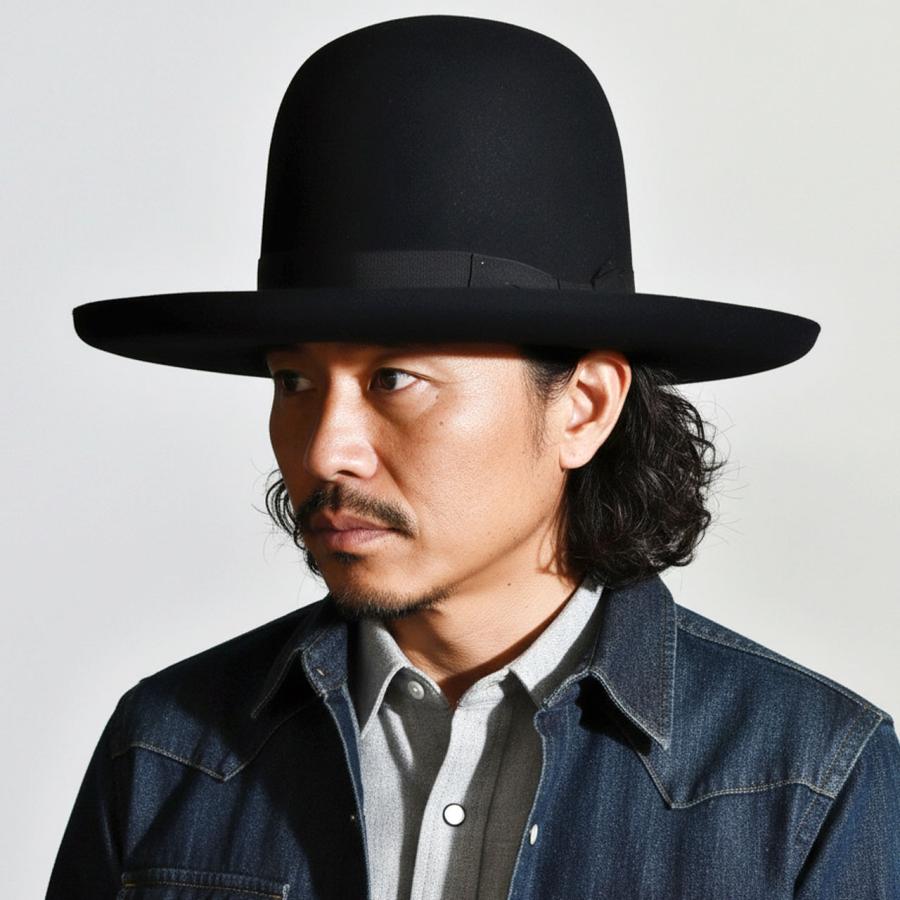 ステットソン BOSS STETSON フェルトハット メンズ 160周年 限定モデル ラビットファーフェルト オープンクラウン 復刻 高級 ブラック アメリカ製 レディースの画像
