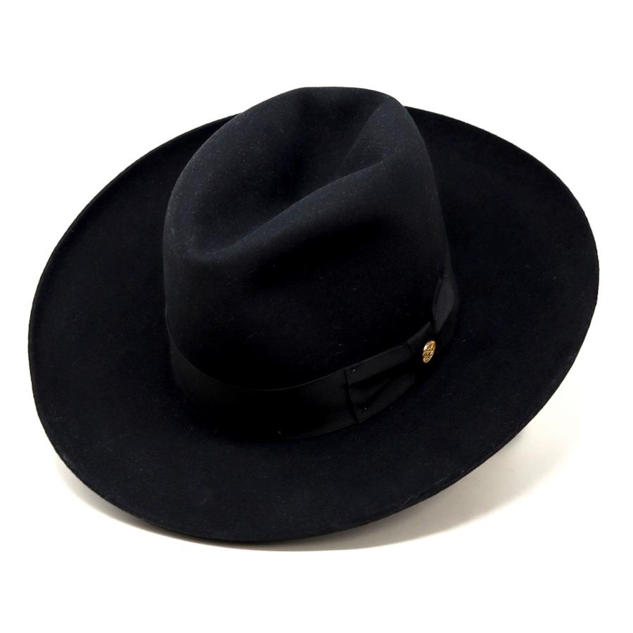 ステットソン　ハット　珍品　ヴィンテージ　50s ブラック　古着　メンズ ステットソン】1950's STETSON ホンブルグ・ブラック 59cm