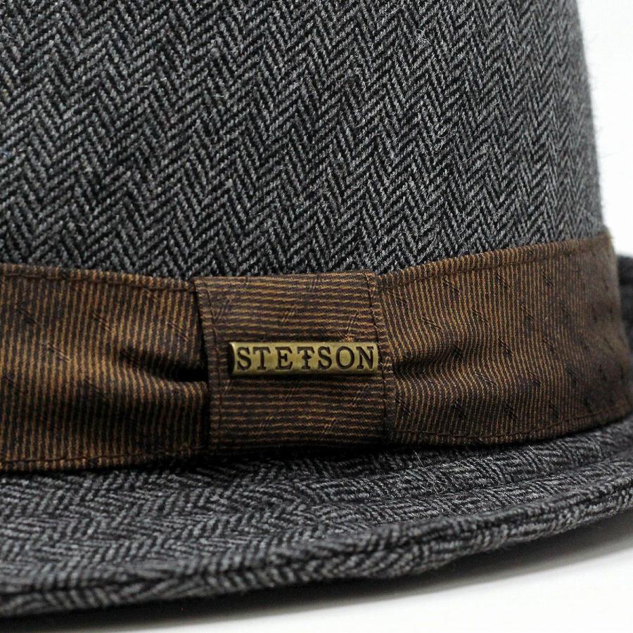 STETSON（ステットソン） 渋いハット ヘリンボーン 暗灰 メンズ 帽子