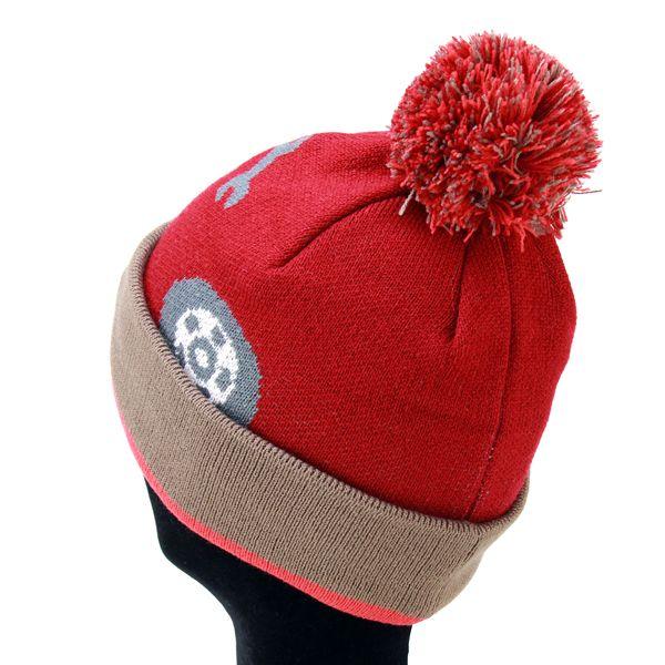 トミカ ニット帽 帽子 キッズ ワッチ ワッペン付 ポンポンニット帽