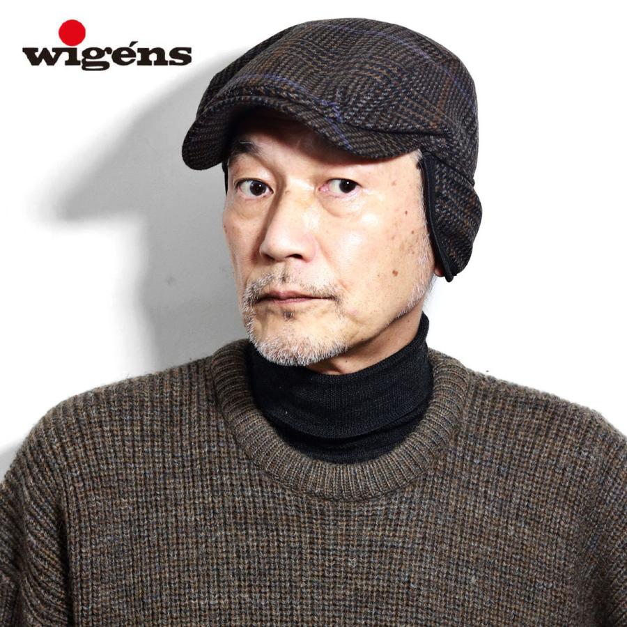 帽子 耳当て付き ハンチング グレンチェック メンズ 大きいサイズ ハンチング帽 秋冬 北欧 wigens ブランド ウィゲン ブラウン 茶 [ ivy cap ] 40代 50代 60代 誕生日 プレゼント クリスマス ギフト ラッピング 無料 父の日 帽子 耳当て付き ハンチング グレンチェック メンズ 大きいサイズ