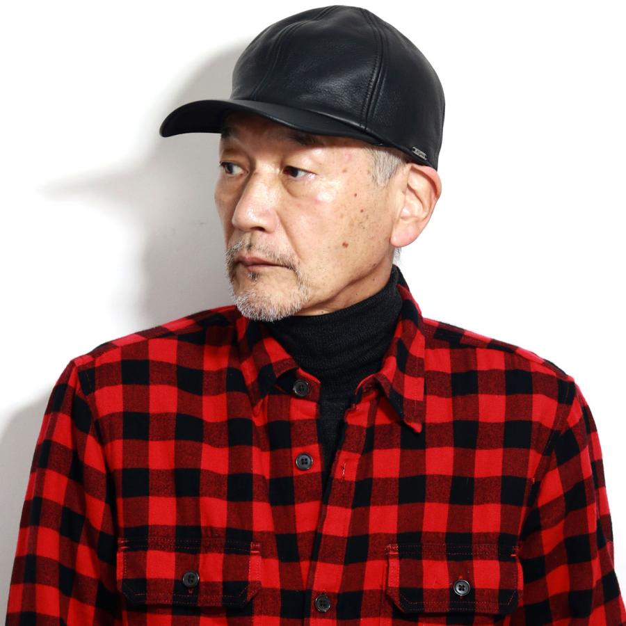 内耳付き キャップ メンズ wigens 帽子 ウィゲーン エルクレザー 秋冬