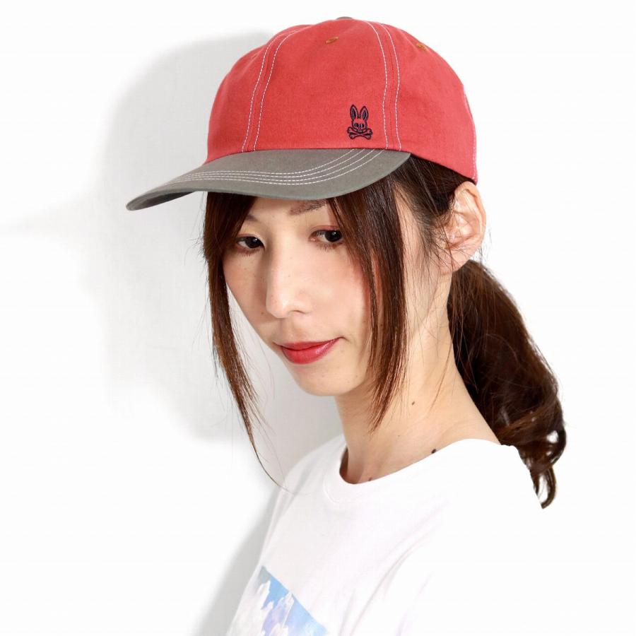 春夏 メンズ キャップ Psycho Bunny 帽子 レディース 春 夏 サイコバニー グランジウォッシュ 6方キャップ ストリート オレンジ レンガ Presidium Ph