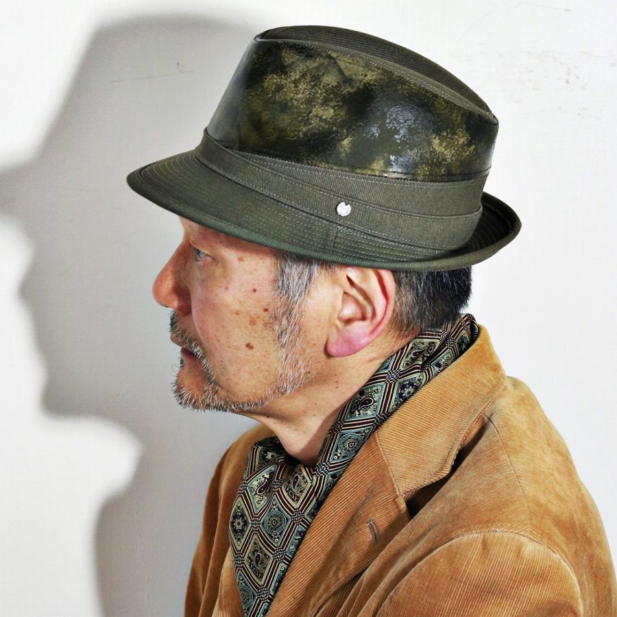 mila schon 帽子 ハット ミラ・ショーン フェイクレザーデザイン中折れハット 秋冬 モスグリーン mila schon（ミラショーン） 帽子 ハット フェイクレザーデザイン中