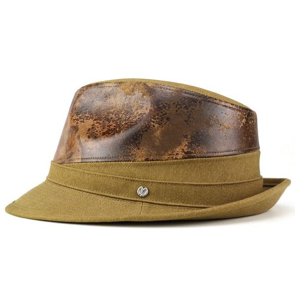 mila schon 帽子 ハット ミラ・ショーン フェイクレザーデザイン中折れハット 秋冬 キャメル mila schon（ミラショーン） 帽子 ハット フェイクレザーデザイン中