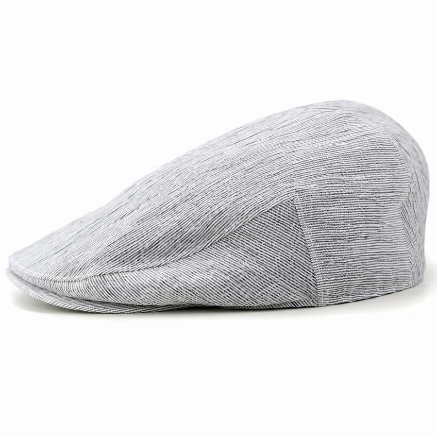 日本製 小千谷縮 ピンストライプ マルゼ ハンチング 帽子 サイズ調整付