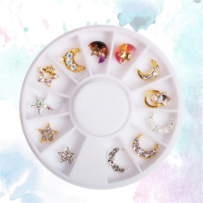 ネイルパーツ 月 星 12個セット ムーン スター 宝石 ビジューネイル